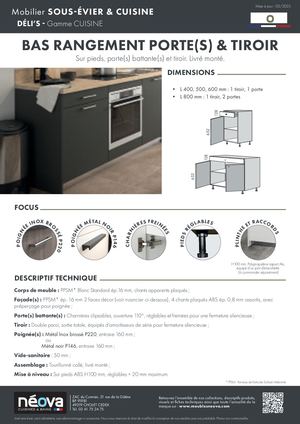 NÉOVA DÉLI'S BAS RANGEMENTS PORTE & TIROIR