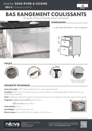 NÉOVA DÉLI'S BAS RANGEMENTS COULISSANTS