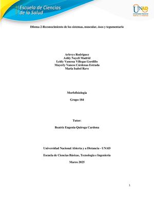 Dilema 2 Reconocimiento De Los Sistemas Muscular, Oseo Y Tegumentario