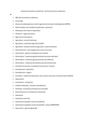 Liste des conventions collectives ELnet Conventions collectives