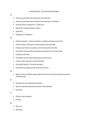 Liste Des études ELnet Droit des étrangers