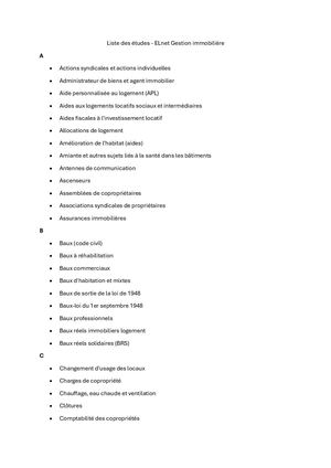 Liste des études ELnet Gestion immobilière