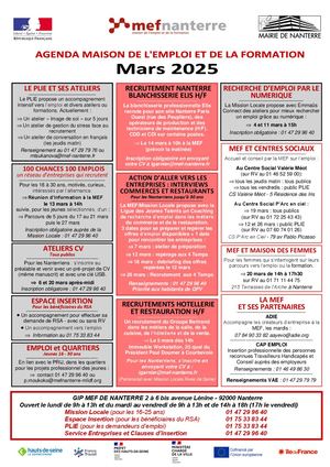 Agenda Maison de l'emploi et de la formation mars 2025