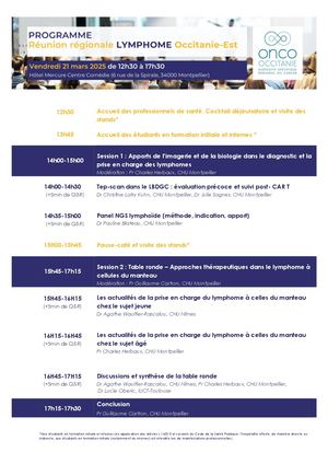 Programme Réunion Régionale Lymphome Occitanie Est