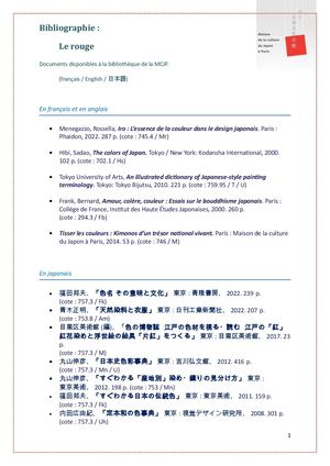 Bibliographie sur la couleur rouge