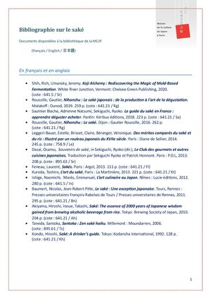 Bibliographie sur le saké