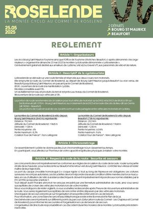 Reglement La Roselende 2025