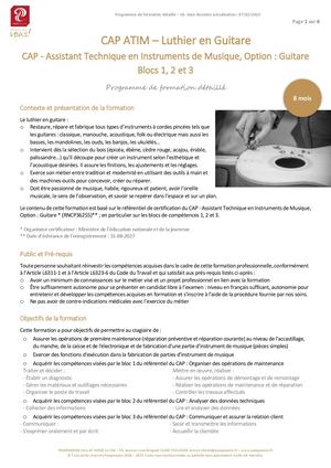 CAP ATIM Luthier Guitare Blocs 1 2 3