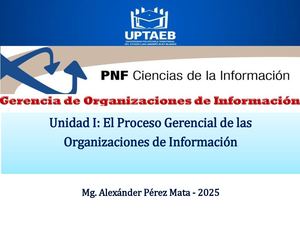 Unidad I Proceso gerencial en las OI