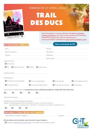 Fiche Inscription Trail Des Ducs 2025