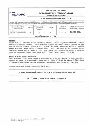 Reglement Interieur Aquagym