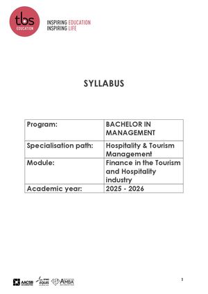 Finance In The Tourism And Hospitality Industry