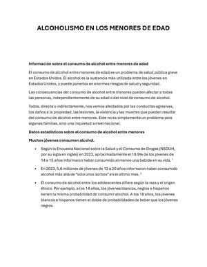 Alcoholismo En Los Menores De Edad