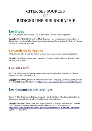 Citer Ses Sources Et Rédiger Une Bibliographie