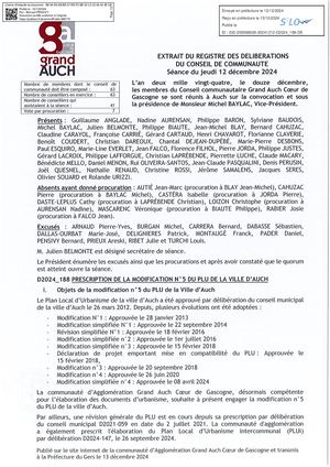 Delibération 12.12.2024 (prescription modification n°5 PLU Auch)