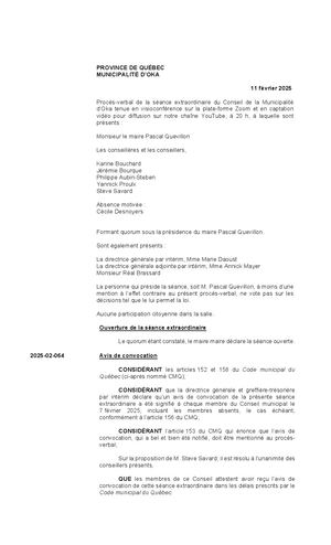 2025-02-11 - Séance extraordinaire