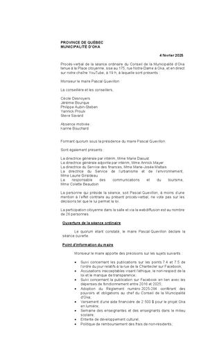 2025-02-04 - Séance ordinaire