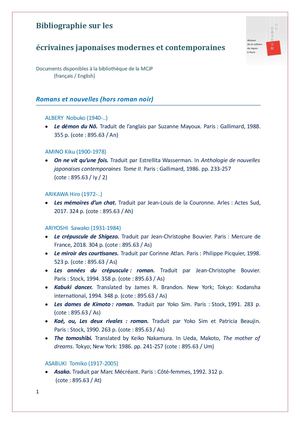 Bibliographie sur les écrivaines japonaises