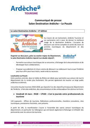CP - DESTINATION ARDECHE, salon du tourisme à Le Pouzin