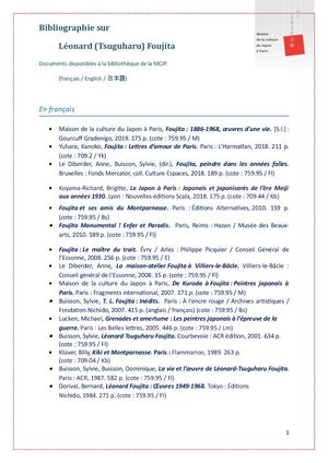 Bibliographie sur Léonard Foujita