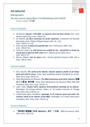 Bibliographie sur le peintre Itô Jakuchû
