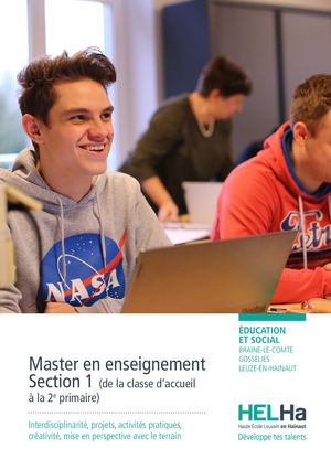 Master en enseignement Section 1 (de la classe d’accueil à la 2e primaire) – Éducation HELHa Braine-le-Comte, Gosselies, Leuze-en-Hainaut