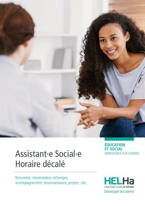 Bachelier en Assistant·e Social·e (Horaire Décalé) – Social – HELHa Montignies-sur-Sambre