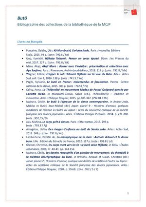 Bibliographie sur le buto