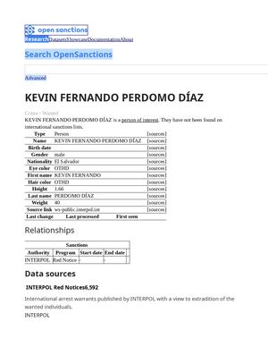 Kevin Perdomo Datos Interpol