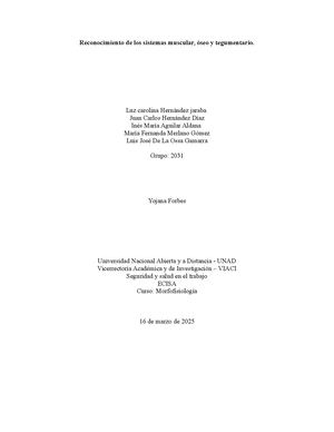 Reconocimiento De Los Sistemas Muscular, óseo y tegumentario.