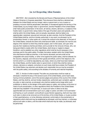 Ley De Enemigos Extrajeros De 1798