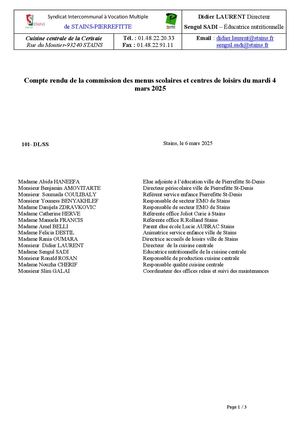 Compte Rendu Commission Des Menus Scolaires