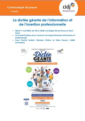 Communiqué Dictée géante du CIDJ 1er Avril 2025