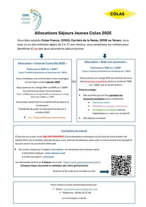 Affiche Séjours Jeunes Colas 2025