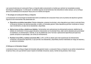 Nuevas Tendencias En La Educación Física Y El Deporte