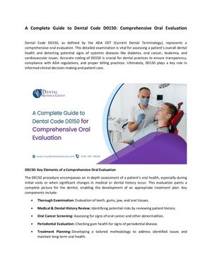 Dental Code D0150 Comprehensive Oral Evaluation Drg