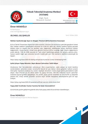 Bilimsel Gelişmeler / 18 Mart 2025