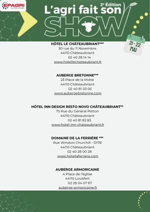 Liste Hôtels L'agri Fait Son Show 2025