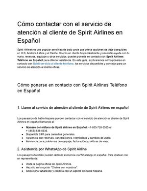 Spirit Airlines Teléfono Español  | +1-855-838-5939
