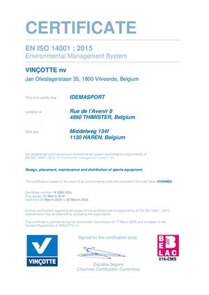 Iso14001 Certificate IDEMA (2025-2028)