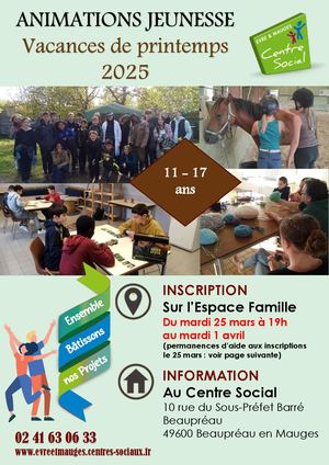animations 11-17 ans (vacances printemps 2025)