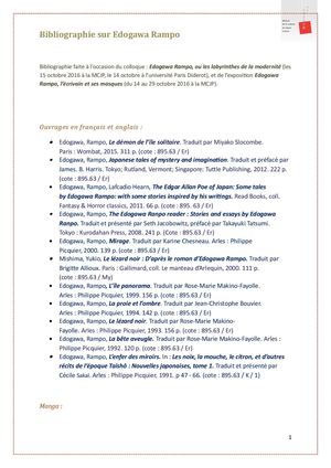 Bibliographie sur Edogawa Rampo