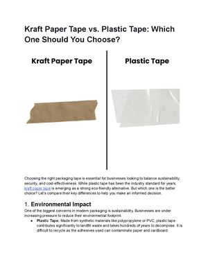 Kraft Paper Tape Vs Vs Plastic Tape Which One Should You Choose
