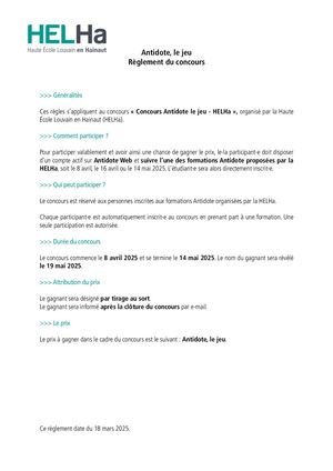 Concours Antidote 2025