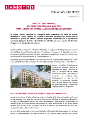 Lamotte lance Héritage, son premier programme à Orleans dans le quartier Carmes-Madeleine - 19 mars 2025