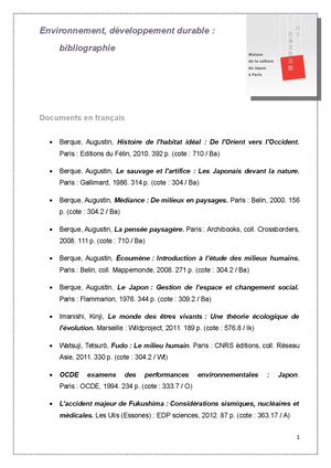 Bibliographie sur l'environnement