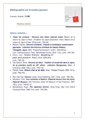 Bibliographie sur les textiles japonais