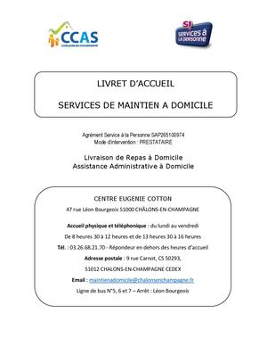 Livret d'accueil - Service de maintien à domicile - CCAS