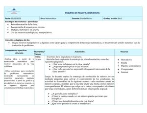 Esquema De Planificación Diaria(matemática)