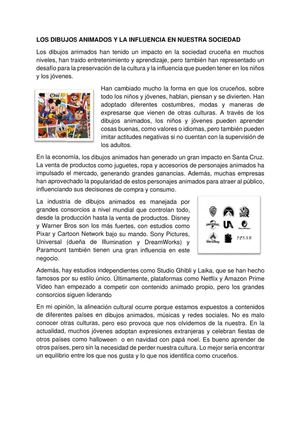 Ensayo Sobre Los Dibujos Animados